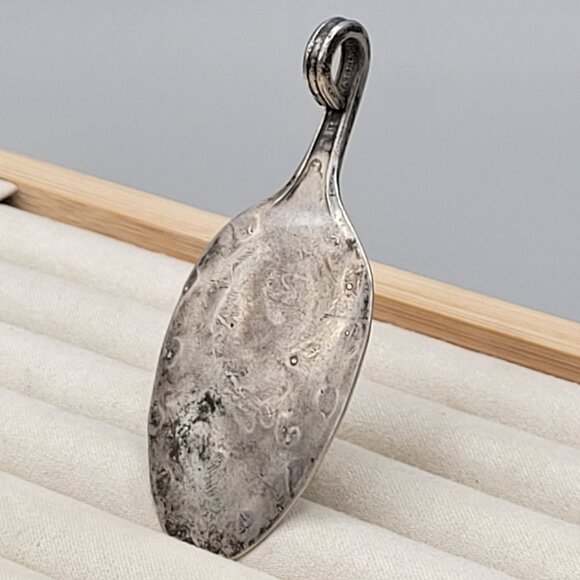 Wallingford Silver Spoon Pendant Aztec Stamped Thunderbird Arrow Length 3" - Picture 6 of 8